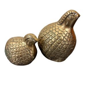 Pair of Vintage MCM Quail Partridge Brass Decor Figurines Modern Farmhouse Decor
